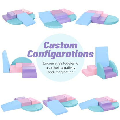 TODIBY 6-Piece Foam Climbing Blocks for Toddlers: Colorful Climbing Gym PU Leather Baby Foam Building Blocks Indoor Toy - style: Macaroon/Pink/Purple
