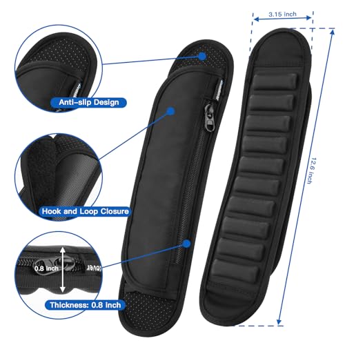 Universal Shoulder Strap Pad with Extra Thick Air Cushion, Breathable Backpack Pad with Pocket, Anti-Slip Car Seatbelt Shoulder Pad, Suitable for Computer bag,Camera,Duffel, Guitar, Backpacks - size: Large