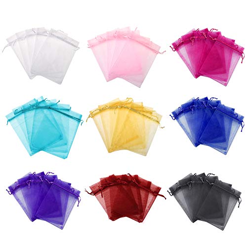 Boshen 100/200PCS Organza Gift Candy Sheer Bags Mesh Jewelry Pouches Drawstring Bulk for Wedding Party Favors Christmas (3" X 4"(100PCS), Teal Blue) - color: Blue-3" X 4"(100PCS)