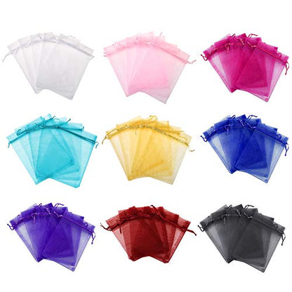 Boshen 100/200PCS Organza Gift Candy Sheer Bags Mesh Jewelry Pouches Drawstring Bulk for Wedding Party Favors Christmas (3" X 4"(100PCS), Teal Blue) - color: Blue-3" X 4"(100PCS)