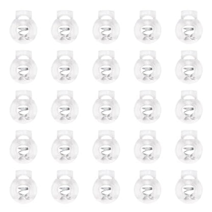 Shapenty Clear Plastic Cord Locks Round Single Hole Spring Toggle Stoppers for Drawstring Bags Short Shoelace, 18x15mm