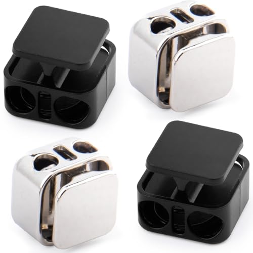 4 Pcs Heavy Duty Cord Locks, Metal Cord Lock End Toggles, Double Hole Spring Stopper Draw Clips for Shoelaces, Drawstrings (2 Colors)