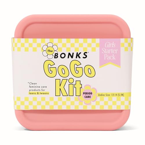 BONKS GoGo Kit - First Period Kit Ages 10-14 (S - M) - Tween Period Starter Kit - Emergency Kit for Girls - Essential Hygiene Kit - Includes Pads, Tampons, Underwear & More - style: Tween Period Kit S/M (10-14)