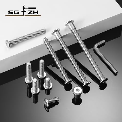1/4-20 x 1 Inch 20Pcs Flat Head Hex Socket Cap Screws Bolts Barrel Nuts Kit, 304 Stainless Steel 18-8, Full Thread by SG TZH (with Hex Spanner) - color: Silver, size: 1/4-20 x 1"