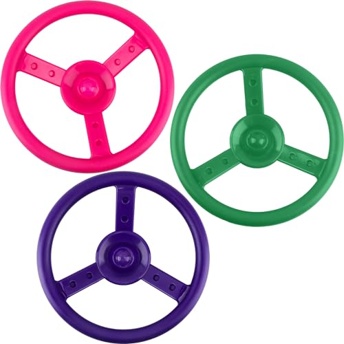 3 Pack Playground Steering Wheel Swingset Playset Wheel Toys Plastic Steering Wheel for Kids Outdoor Backyard Playhouse Treehouse (Color Set 3) - color: Color Set 3