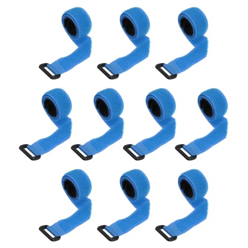 PATIKIL 0.8"x18" Reusable Cinch Straps, 10Pcs Adjustable Nylon Multipurpose Hook and Loop Cable Securing Straps with Plastic Buckle for Organizer Storage Cables Cords Ropes, Blue - color: Blue, size: 0.8" x 18"
