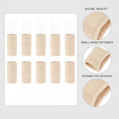 10-Pack Nylon Finger Sleeves for Basketball & Football, Snug Fit, Durable Sports Cover - color: Nude