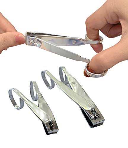 EZ Grip Nail Clippers 6PCS - Stainless Steel Fingernail Clippers for Men & Women - E Z Grip Scissor Like Nail Clippers Set of 4 Nail Scissors (Small and Large) + 2 Nail Files Plus Eyeglass Pouch