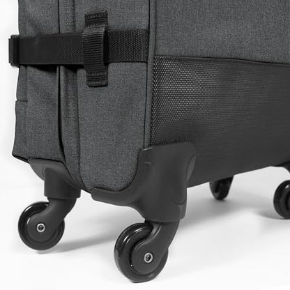 EASTPAK TRANS4 S – 44L Small Cabin Wheeled Luggage, Two Compartments, TSA Lock, 360° Spinner Wheels, and Telescopic Handle, Black Denim - color: Black Denim, size: 44 Liter Carry On