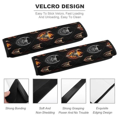 1 Pair Medieval Vikings Samurai Warrior Skull Norse Mythology Viking Seat Belt Shoulder Pad Soft Padded Seat Belt Cushion for Adult Use, Stroller Pushchair High Chair, Pressure Relief - color: Pattern 828