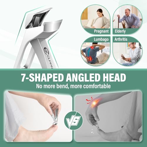 Toenail Clippers for Thick Toenails for Seniors, Angled Head Large Toe Nail Clippers for Ingrown Nails, Sharp Nail Cutter with Catcher Long Handle, Heavy Duty Nail Clippers Set for Thick Toenails - style: Professional Nail Clipper Set