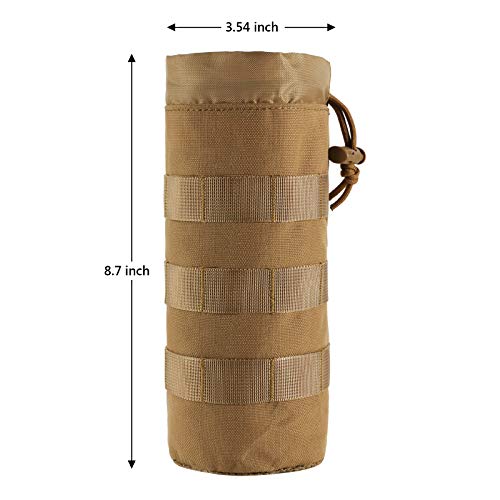 FRTKK Tactical MOLLE Water Bottle Pouch with Drawstring Open Top & Mesh Bottom, Military Water Bottle Holder Bag Sports Travel Hydration Carrier - color: Red-2 pack
