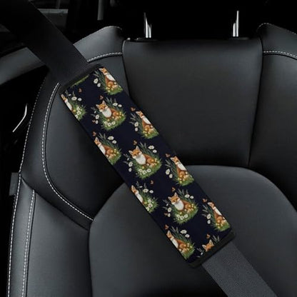 Universal Fit Cute Fox Flowers Car Seat Belt Pad for Elderly Support, Stroller Pushchair High Chair, 1 Pair Shoulder Harness Cover Neck and Shoulder Support - color: Pattern 943