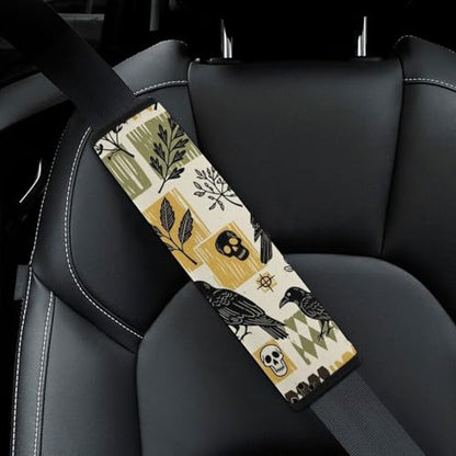 1 Pair Universal Soft and Comfortable Seat Belt Shoulder Pad for Kids, Stroller Pushchair High Chair, Gothic Crows Raven Skull Shoulder Protector, Anti-Slip Pad - color: Pattern 810