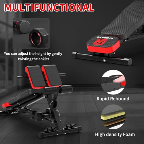 K KINGKANG Weight Bench,Load 500LBS Roman Chair Adjustable Decline/Flat | 5x5cm Commercial-Grade Carbon Steel Frame, 5cm Thick Cushion Relieves Fatigue, Breathable Easy-Clean Leather - color: Black