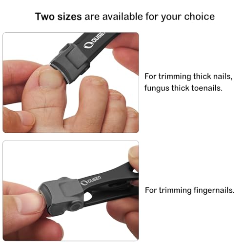 Nail Clippers with Catcher - Anti Splash Wide Jaw Opening Thick Toenail Clippers for Seniors | Self-Collecting Fingernail Cutter Heavy Duty Toe Nail Clippers for Men&Women | Black | L&S - color: Black (L + S)