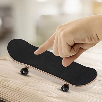 Gavigain 1Pc Wooden Fingerboard Maple Wooden Alloy Fingerboard Finger Skateboards with Box Reduce Pressure Kids Gifts(Black)