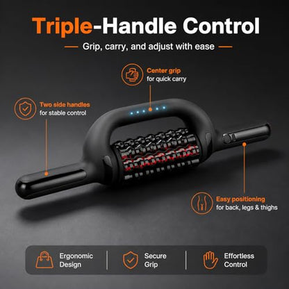 Electric Roller Massager with 630nm Red Light, 4000mAh 6-Speed Body Roller for Lymphatic Massage, Sore Muscle Relief, Cellulite & Lipedema Massage for Legs, Arms, Back, Feet & Full Body