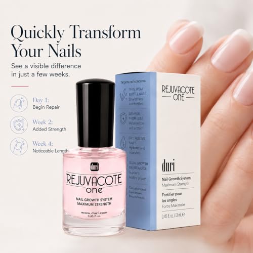 Duri Rejuvacote 1 Nail Growth System - Maximum Strength Nail Strengthener for Damaged Nails from Gel, Acrylic Manicure | Grow Long Natural Fingernails Fast - Rejuvacare Nail Hardener - 0.45 fl. oz. - color: Rejuvacote 1 Original Maximum Strength Nail Grow