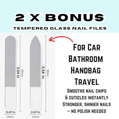All-in-One Glass Nail File Kit with Case – Compact Vegan Leather Manicure Set with Tweezers, Clippers, Buffer & Cuticle Pusher + 2 Bonus Glass Nail Files in Cases – Travel Gift for Women & Men