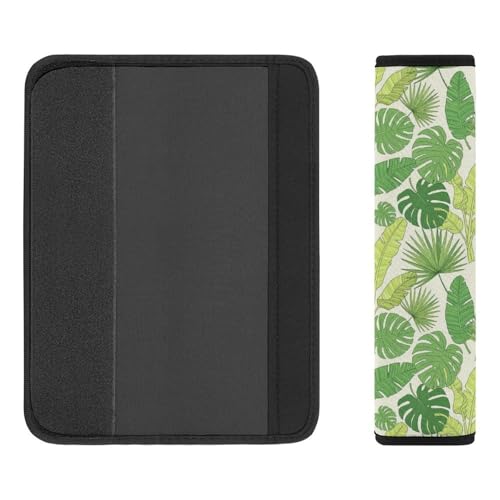 Breathable Seat Belt Shoulder Pad for Adults And Children, Stroller Pushchair High Chair, 2 Pack Tropical Monstera Leaf Botanical Palm Leaves Branch Hawaiian Neck Strap Covers Easy Install (No Tool) - color: Pattern 1255