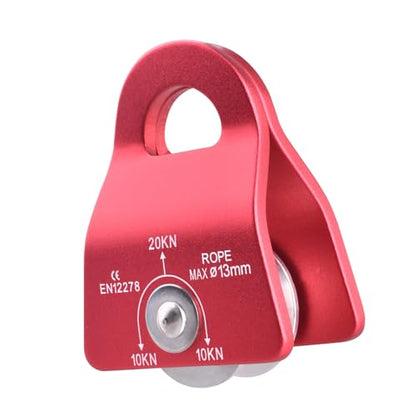 Azarxis 20 kN Micro Side Swing Pulley Prusik Minding Pulleys for 0.47" / 12mm Rope/Cable Rock Climbing Tree Arborist Zipline Lifting Hauling Dragging Rescue Aerrial Work Hitch Tending - color: #01 Red