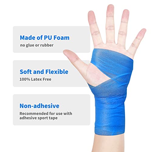 ADMITRY Pre Wrap Tape Athletic,3 Rolls X 22 Yards Blue Prewrap | Headbands for Hair,Foam Underwrap Sports Wrap - color: Pre Wrap Athletic Tape Blue(foam)-3 Rolls