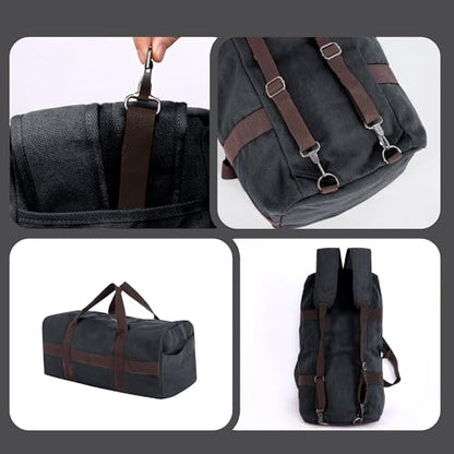 Large Canvas Travel Duffle Bag Heavy Duty, 3-in-1 Convertible Travel Bag with Backpack Straps for Gym, Sports, Travel, Camping(Dark Grey) - color: Dark Grey