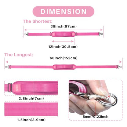 59 Inch Shoulder Straps, Soft with Ultra-Thick Fixed Shoulder Pad, Two Way Independently Adjustable Buckle Replacement Straps for Laptop Bag Messenger Bag Tool Bag Luggage,Rose Red - color: Rose Red, size: 59 inch