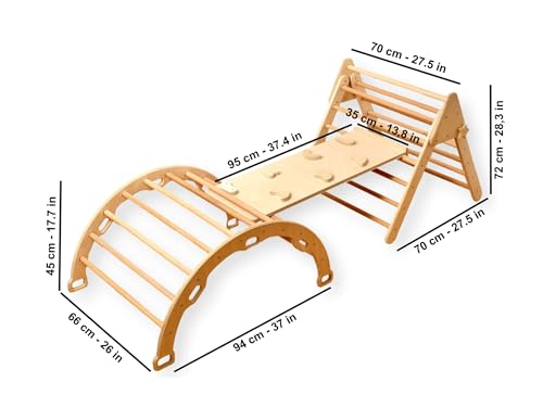 Montessori Wooden Climbing Set for Kids | Montessori Climbing Triangle Climbing Dome Ramp and Pillow | Montessori Climbing Frame Set for Toddler | Montessori Playground | Kids Play Gym(Star) - style: Star
