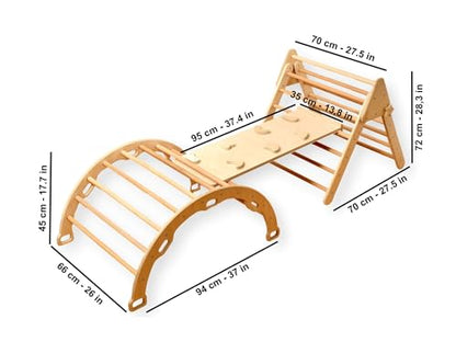 Montessori Wooden Climbing Set for Kids | Montessori Climbing Triangle Climbing Dome Ramp and Pillow | Montessori Climbing Frame Set for Toddler | Montessori Playground | Kids Play Gym(Star) - style: Star