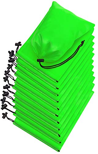 PALTERWEAR Drawstring Pouch with Toggle (6 x 8 Inch, 12 Pack, Green) Nylon Cinch and Ditty Bag for Travel, Office and Storage - color: Green, size: 6 x 8 - 12 pack