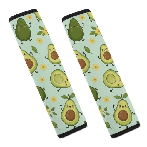 Universal Soft and Comfortable Green Avocado Seat Belt Shoulder Pad for Kids, Most Cars, 1 Pair Seat Belt Covers Cushion Anti-Slip Pad - color: Pattern 298
