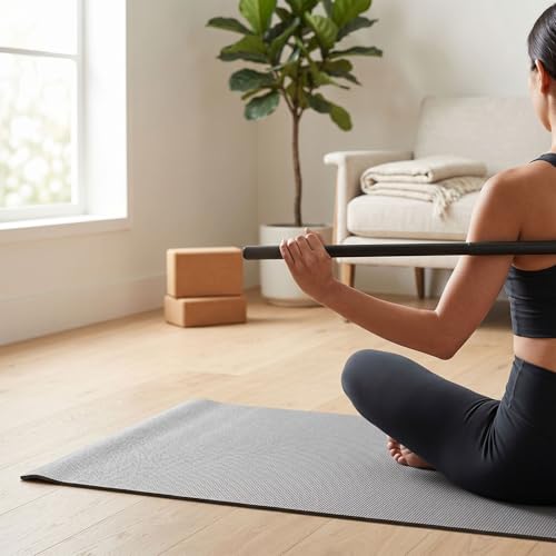 Yinhing Adjustable Yoga Bar Yoga Stick Exercise Stick 3 Lengths 30 45 60 Inches Full Foam Sleeve Steel Core for Stretching Mobility Pilates Flexibility Training