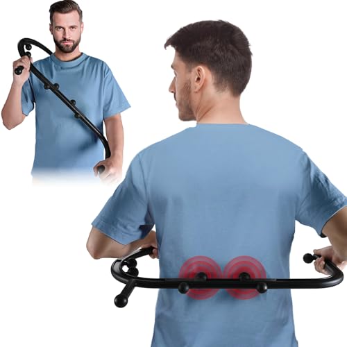 Trigger Point Massage Tool,Two Shapes Handheld Back and Neck Massager for Pain Relief,Muscle Release Tool Manual Massage Hook Back Neck Shoulder Massager Black - Gift for Women & Men - color: Black