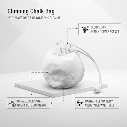 Climbing Chalk Bag with Adjustable Waist Belt, Durable Polyester Pouch for Bouldering & Rock Climbing