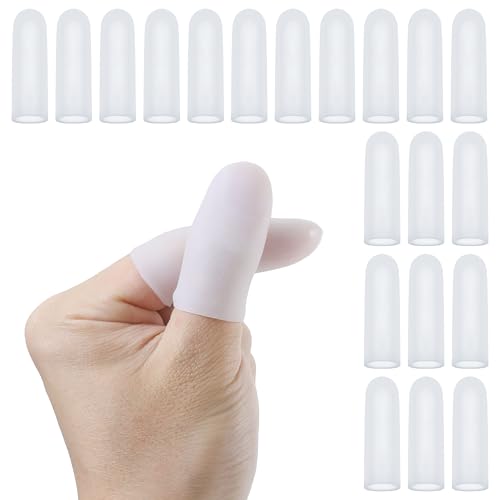 Gel Finger Cots, 20 Pcs Silicone Finger Protectors, Finger Tips Protection, Finger Protector Support, Thumb Protection, Finger Sleeves for Hand Eczema, Finger Cracking Arthritis