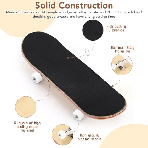 Yosoo Health Gear Finger Skateboards, Finger Board, Finger Skating Board, 1Pc Maple Wooden Alloy Fingerboard Finger Skateboards with Box Reduce Pressure People Gifts(White) - color: White