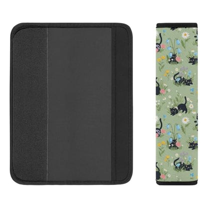 2 Pack Soft Padded Seat Belt Cover for Girls and Boys, All Vehicles, Black Cat Flower Harness Pads Strap, Anti-Slip Pad - color: Pattern 1121