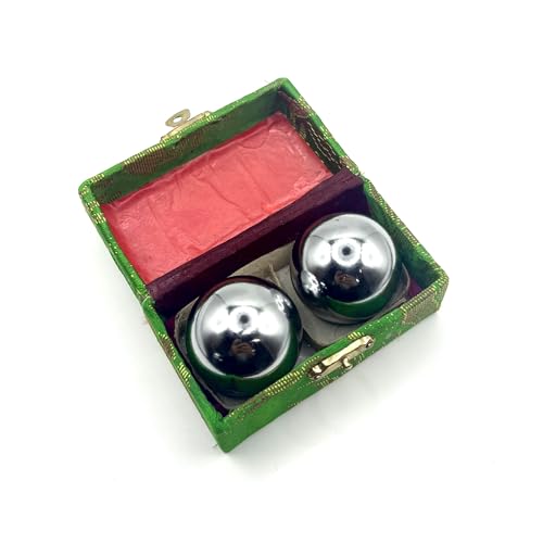 6.35oz(0.18kg) Set of 2 Chinese Baoding Balls Hand Exercise Therapy Balls 1.57 Inches Diameter Stress Reliefe Balls with Gift Box