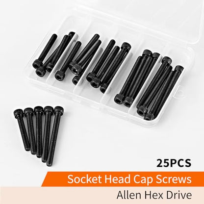 M6 x 40mm 45mm 50mm 55mm 60mm Hex Socket Head Cap Screws Bolts 12.9 Grade Alloy Steel, Black Oxide Finish, Metric Allen Hex Drive, Machine Fully Threaded, Assortment Kit 25PCS - size: M6 x 40/45/50/55/60mm (25PCS)