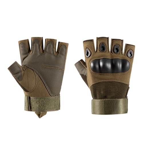 1 Pcs-Fingerless Tactical Gloves, Padded Lightweight Breathable Climbing Glove for Rock, Motorcycle, Climbing, Outdoor Sports - color: Green, size: Large