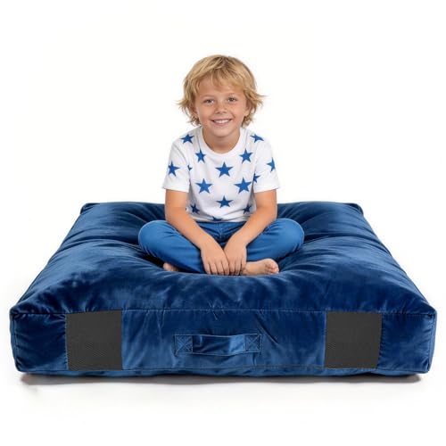 Crash Pads for Kids Sensory, Climbing Crash Pads, Crash Mat Sensory Room Play Equipment, Soft Foam Landing Zone, Luxe Velour, Cover Washable - size: 4FT