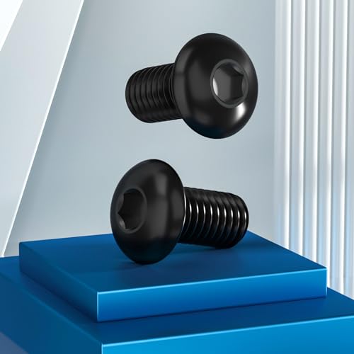 VGBUY 45Pcs 1/4-20 x 1-1/4" Button Head Socket Cap Bolts Screws,304 Stainless Steel 18-8,Black Zinc Plating,Fully Threaded,With Spanner Allen Hex Drive, For Furniture,Water Pump,Light Fixture(VG10307) - color: Black, size: 1/4-20 x 1-1/4"