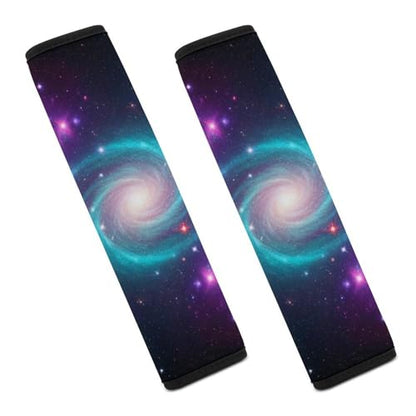 2 Pack Universe Outer Space Blue Purple Starry Sky Night Pattern Car Seat Straps Shoulder Pads Soft Padded Seat Belt Cushion for Kids, All Vehicles, Pressure Relief - color: Pattern 917