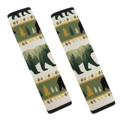Universal Soft and Comfortable Rustic Cabin Bear Wild Animal Seat Belt Cover for Kids, Most Cars, 2 Piece Seat Belt Covers Cushion Shock Absorption - color: Pattern 536