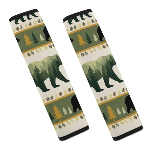 Universal Soft and Comfortable Rustic Cabin Bear Wild Animal Seat Belt Cover for Kids, Most Cars, 2 Piece Seat Belt Covers Cushion Shock Absorption - color: Pattern 536