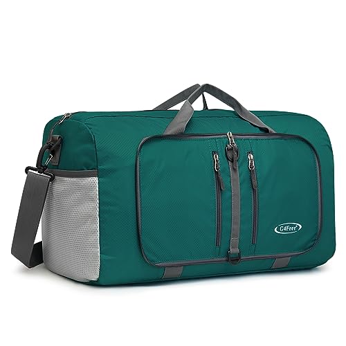 G4Free 40L/65L Foldable Travel Duffle Bag Packable Weekender Bag | Water Resistant Nylon, Carry On Size Duffel, for Travel or Overnight Weekender Trip, for Gym or Sports, for Men Women - color: Dark Green, size: 40L