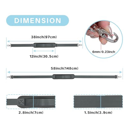 Shoulder Strap for Bag Universal Replacement 58"/67" Fixed Padded Adjustable Buckle Heavy Duty Shoulder Strap - color: Gray, size: 58"