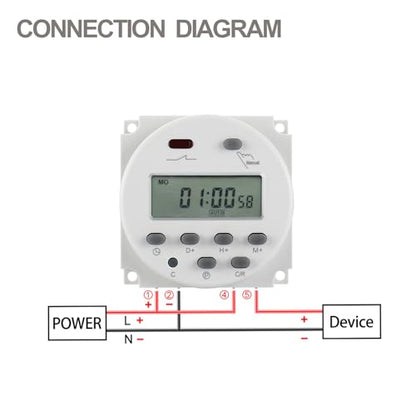 Baomain Time Switch Relay with Waterproof Cover,Digital LCD Programmable Timer,12V DC/AC Input,200-250V 16A Output,28 Programs Daily/Weekly Schedule,CN101A for Lighting and Equipment Control - size: Timer with Cover